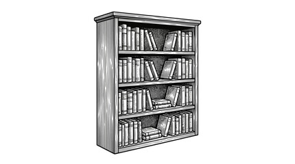 Large wooden bookcase with many books. © Tia