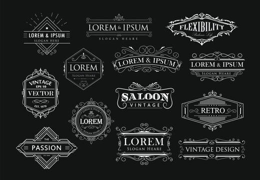 Set Luxury Logo Label Vintage illustration