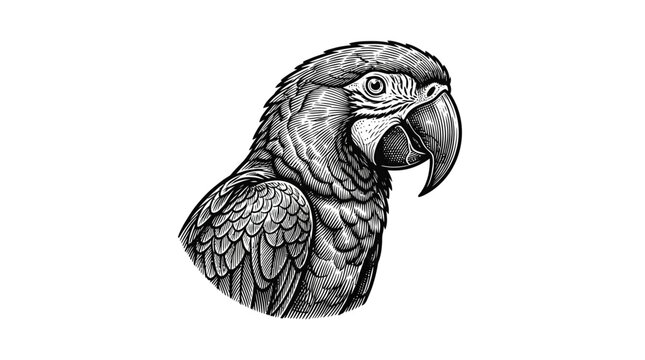 Parrot Bird Head Closeup Illustration.