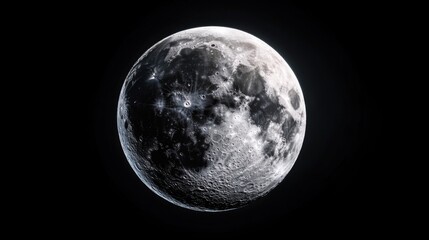 Fototapeta premium Breathtaking close up of the full moon illuminated against a deep night sky showcasing its craters and intricate surface texture