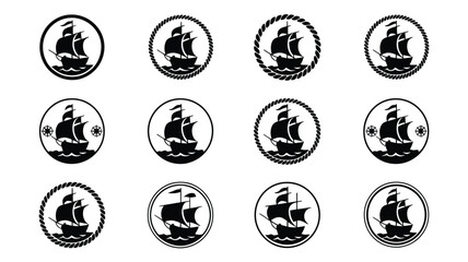 Sailing ship logos with rope © loveley0190