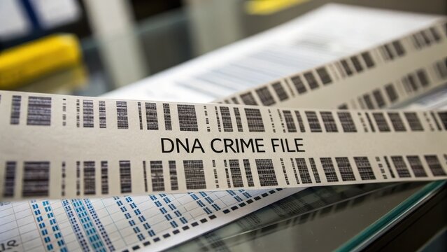 DNA Crime File Document with Barcodes and Identification Numbers