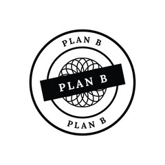 Circular graphic with the text plan b and a globe like pattern black on white background globe pattern monochrome design © Mahir