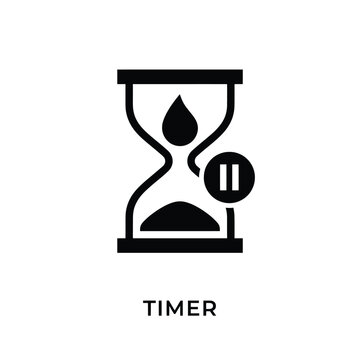 Hourglass with pause symbol a black flat icon on a white background for time management timer timeglass sand sandclock