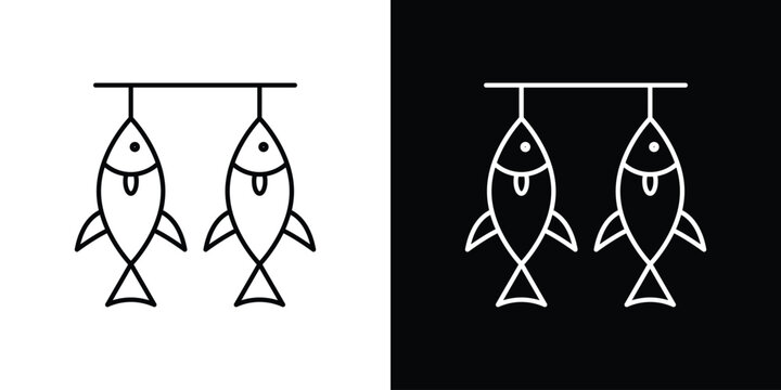 Dried fish icon graphics editable linear strokes