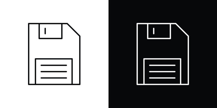 Floppy disk icon graphics editable linear strokes