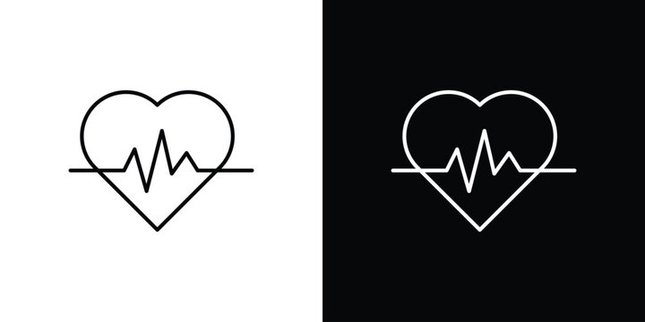 Heartbeat icon graphics editable linear strokes