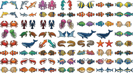 Large set of ocean sea animals and fish vector illustrationLarge set of ocean sea animals and fish vector illustration © EdGe Creative