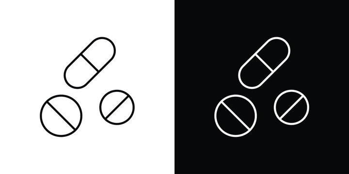 Medicine pills icon graphics editable linear strokes