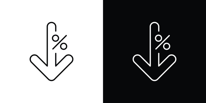 Percent down icon graphics editable linear strokes