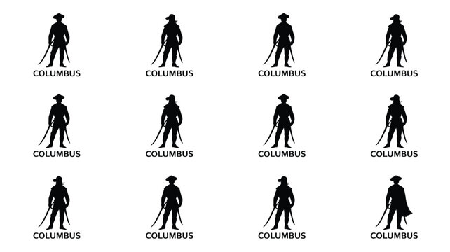 Silhouette of christopher columbus in various poses