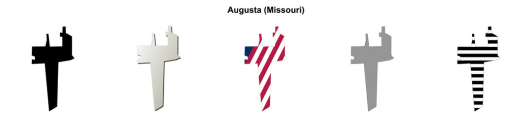 Fototapeta premium Augusta (Missouri) blank outline map set