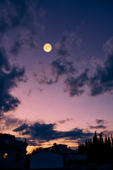 Fototapeta premium Full Moon with urban silhouettes.