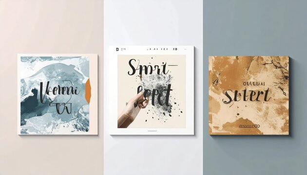 Collection of Three Inspirational Quotes on Textured Backgrounds.