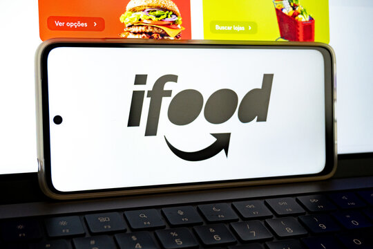Ifood logo on smartphone screen with food app