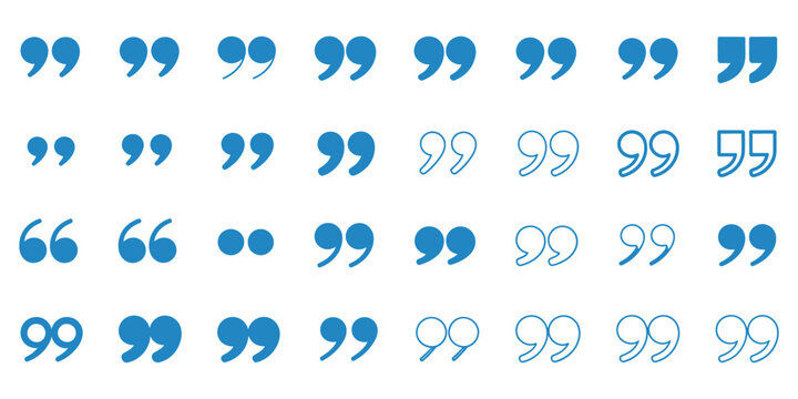 Quotation marks and punctuation icon set, comma apostrophe parenthesis and speech quote symbols, typography and editorial design elements