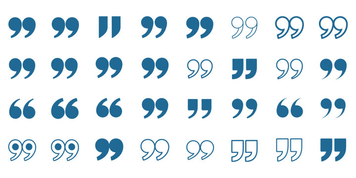 Quotation marks and punctuation icon set, comma apostrophe parenthesis and speech quote symbols, typography and editorial design elements