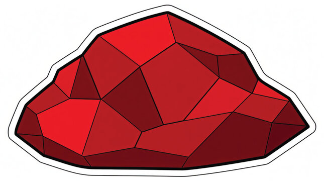 Large Red Polygonal Gemstone Illustration Design.