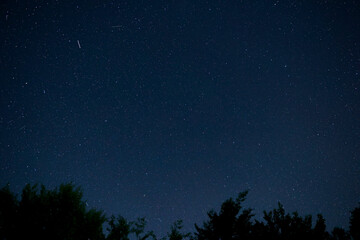 Constellations, landscape, Milky Way stars on a dark countryside skies. © astrosystem