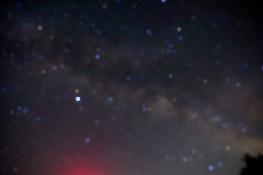 Summertime Milky Way stars and constellations. Intentional out of focus photo suitable for space backgrounds.
