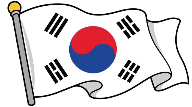 South Korean flag waving freely outdoors.