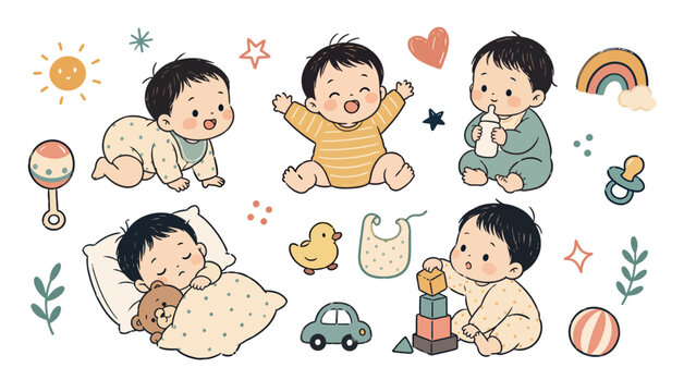 Cute Baby Cartoon Characters.