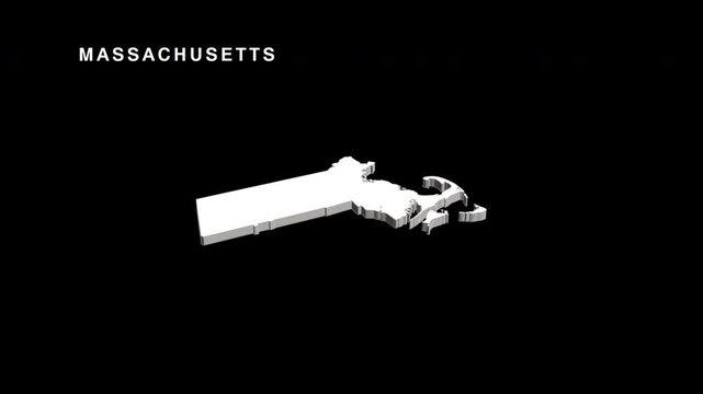 Massachusetts state map rotating in 3d animation