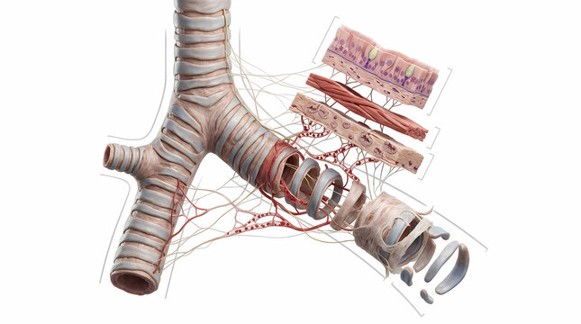 Cross-Section Of Trachea And Bronchi Showing Layers And Cartilage