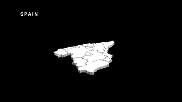Spain country map rotating in three dimensions