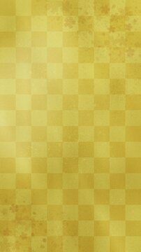 Vertical golden Japanese checkered pattern and sakura background with cinematic light leaks, 9:16 smartphone video, Full HD