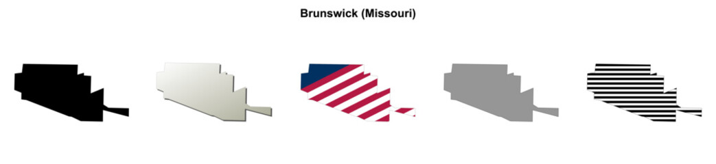Fototapeta premium Brunswick (Missouri) blank outline map set