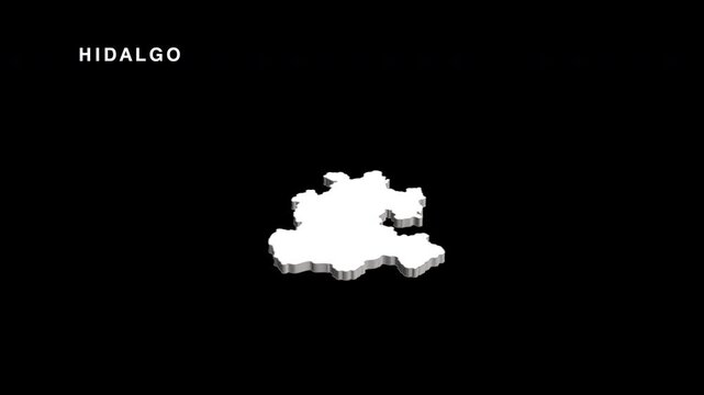 Hidalgo state mexico map animation isolated on black