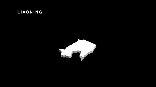 Liaoning province of china map rotating in 3d
