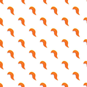 Orange hair tufts repeating on a white background creating a vibrant seamless pattern