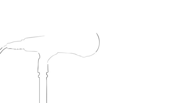 Microphone stands isolated against a stark white background to represent audio recording technology and live broadcasting equipment for professional media.