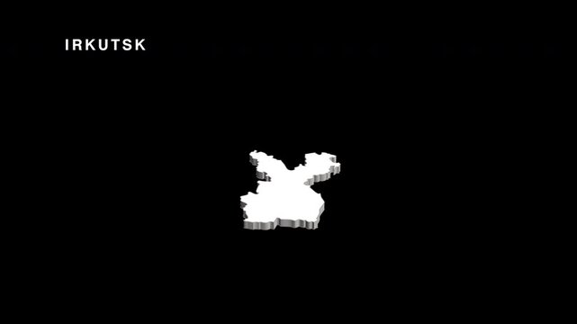 Irkutsk oblast white 3d map rotating animation