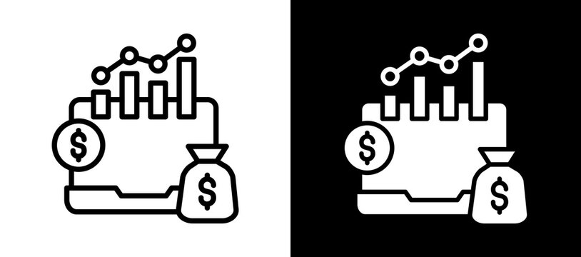 Net Profit Icon Set In Black And White Filled Style Collection