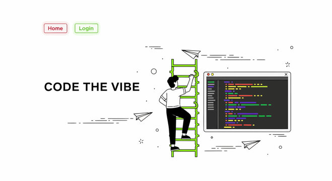 Web Man Up Ladder Code UI Site Hero Pro Page Dev Art Tech Vector Set