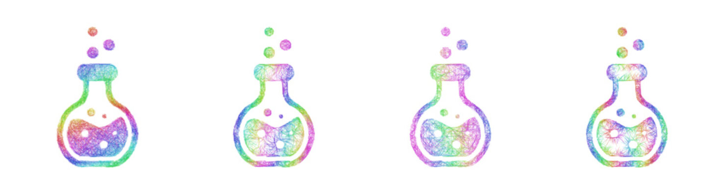 Multicolored sketch alchemy icon design set