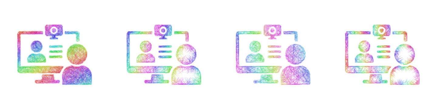 Multicolored sketch proctoring icon design set