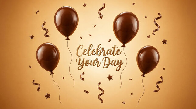 Minimal Celebration Background with Balloons, Confetti and Ribbon Streamers