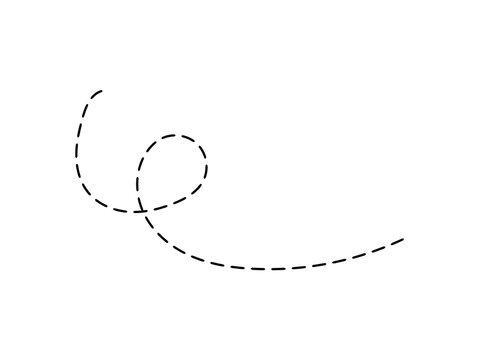 A black dashed line forming a swirling pattern isolated on transparent background