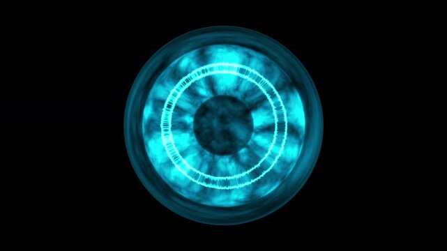 Render Neon circle rotation of frame effects on dark background. Video animation glowing techno backdrop. Round motion frame.