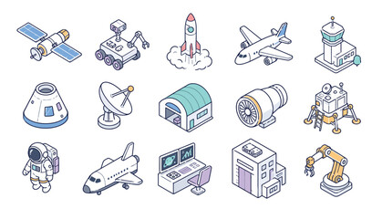 Space Exploration Icons Set. © Kai_