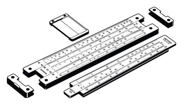 Slide rule engineering tool diagram isolated on background