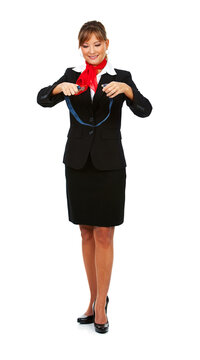 Airline: Demonstrating How To Fasten Seatbelt