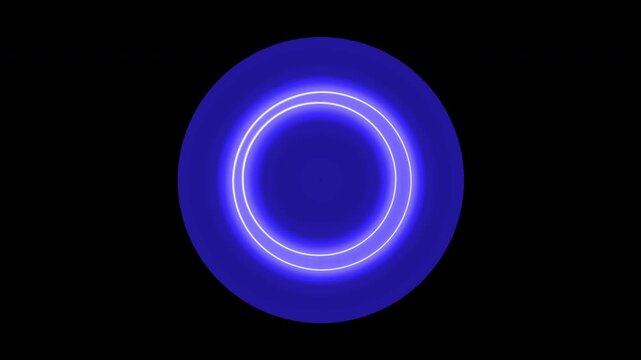 Render Neon circle rotation of frame effects on dark background. Video animation glowing techno backdrop. Round motion frame.