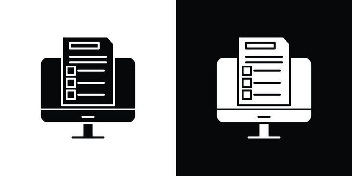 Online exam test icon logo for designer or illustrator.