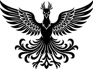 Fototapeta premium Mythical Phoenix Bird Silhouette Emblem Design