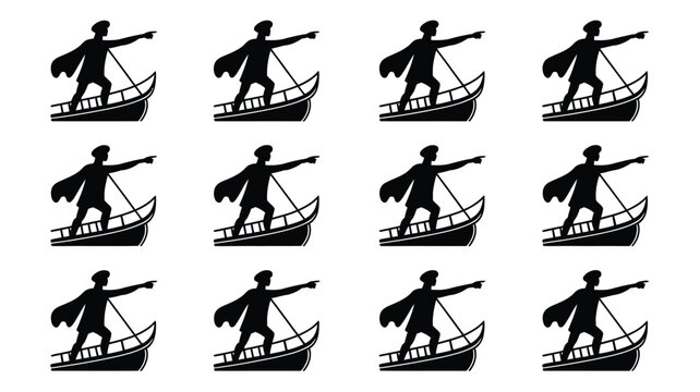 Explorer on boat pointing direction symbol isolated on white background vector.